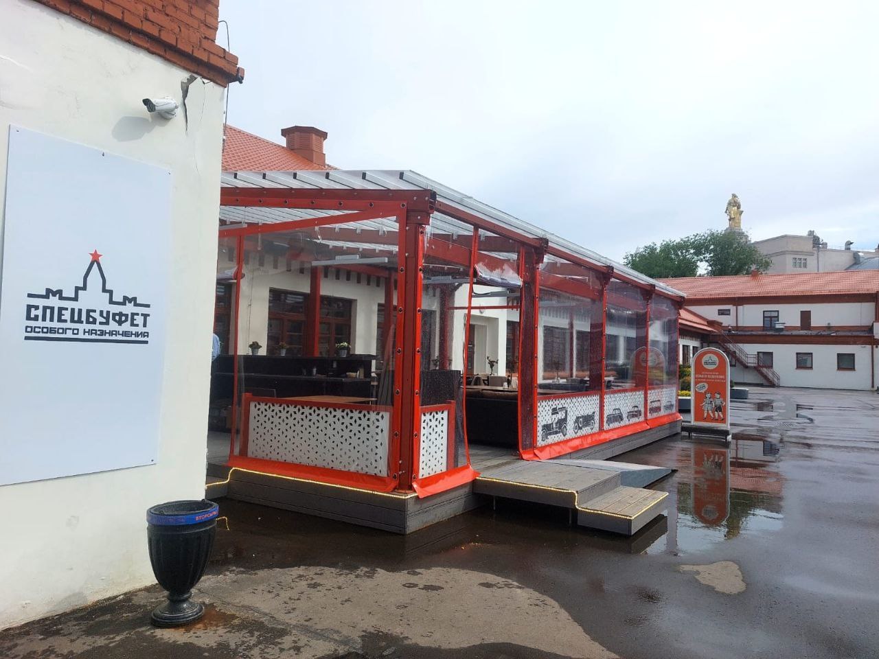 ПВХ шторы для летней террасы кафе в Кокоревке